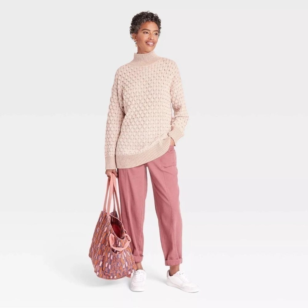 Knox Rose Mock Neck pullover salmon/creek sweater size small